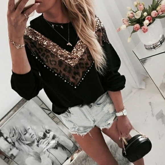 Black And Gold Casual Long Sleeve Shirt 43691